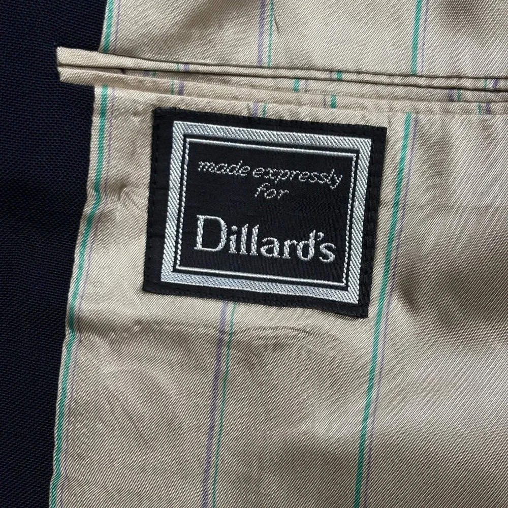 Wimbledon by Racquet Club Dillard's Navy Blue Blazer Gold Button Sport Coat 42R